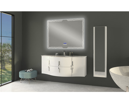 LED-badkamerspiegel met multimediafuncties, waaronder touchscreen, Bluetooth, anti-condensfunctie en FM-radio, spiegelverwarming en luidsprekers, 120x90 cm