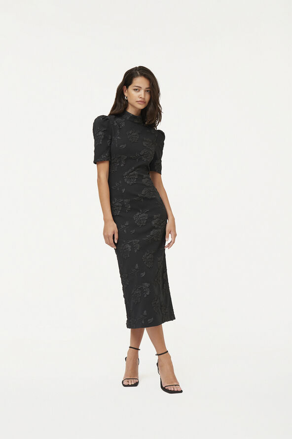 ROTATE Birger Christensen Jacquard Midi Dress Black