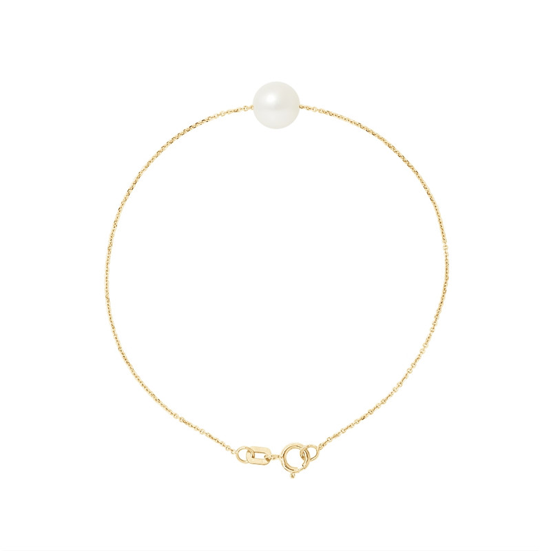 Bracelet Femme Perle de culture d'eau douce Blanche AA et Or jaune 750/1000