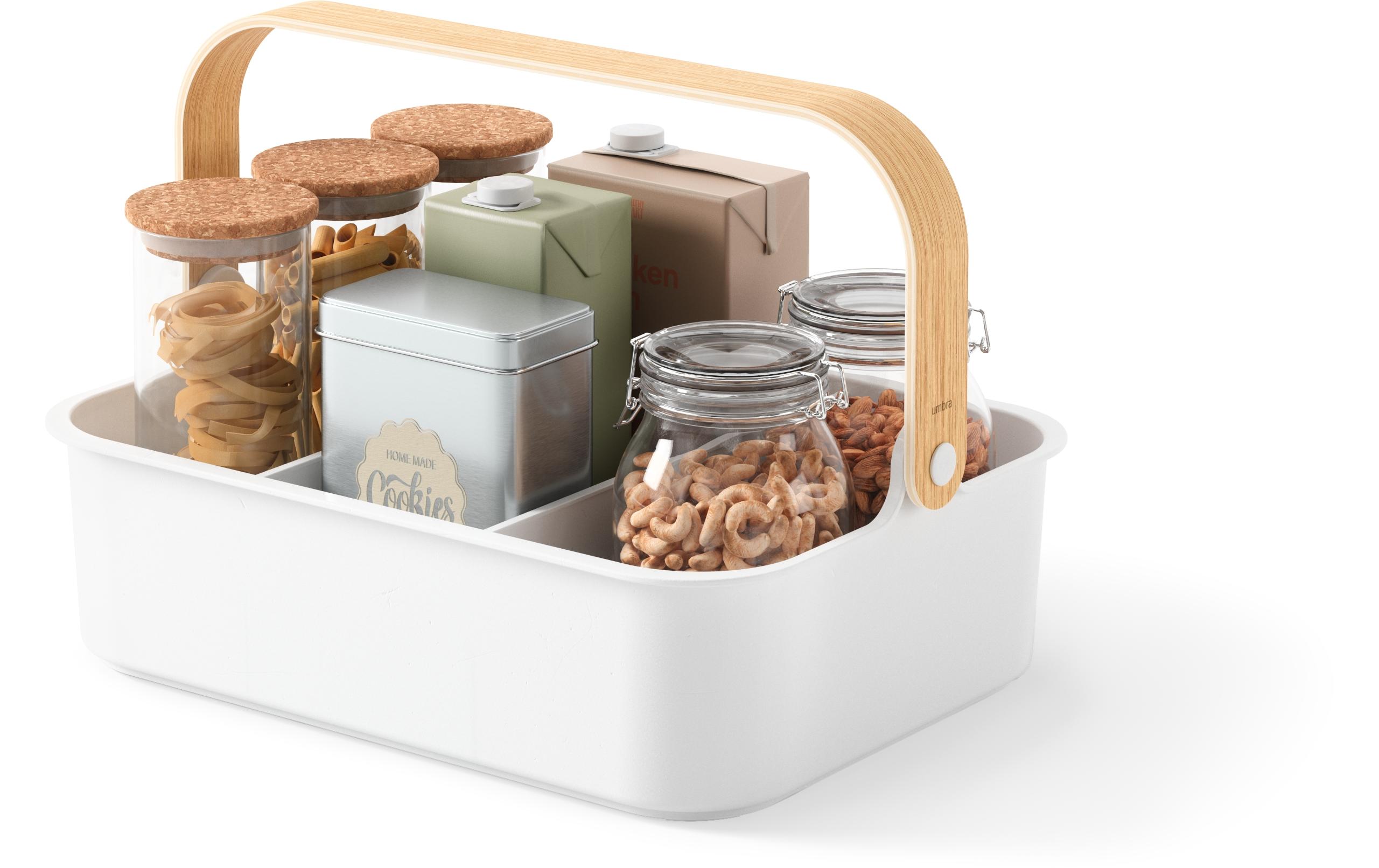 Aufbewahrungsbox Bellwood 35 x 13 cm, Nature/WeissStapelbarer Organizer mit entnehmbaren Trennwänden