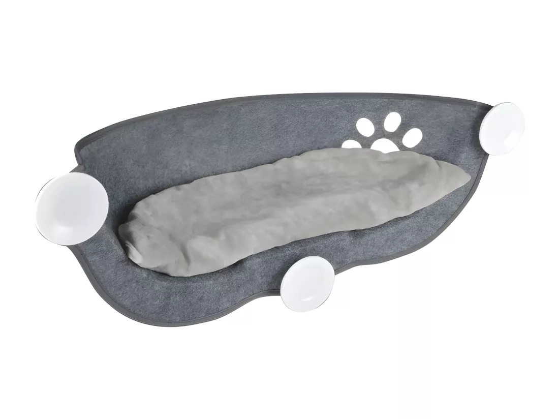 Hamac de fenêtre en feutrine - Gris - L 67 x l 25 cm