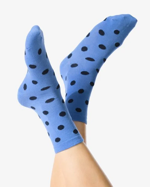 chaussettes en coton à pois - 5 paires bleu