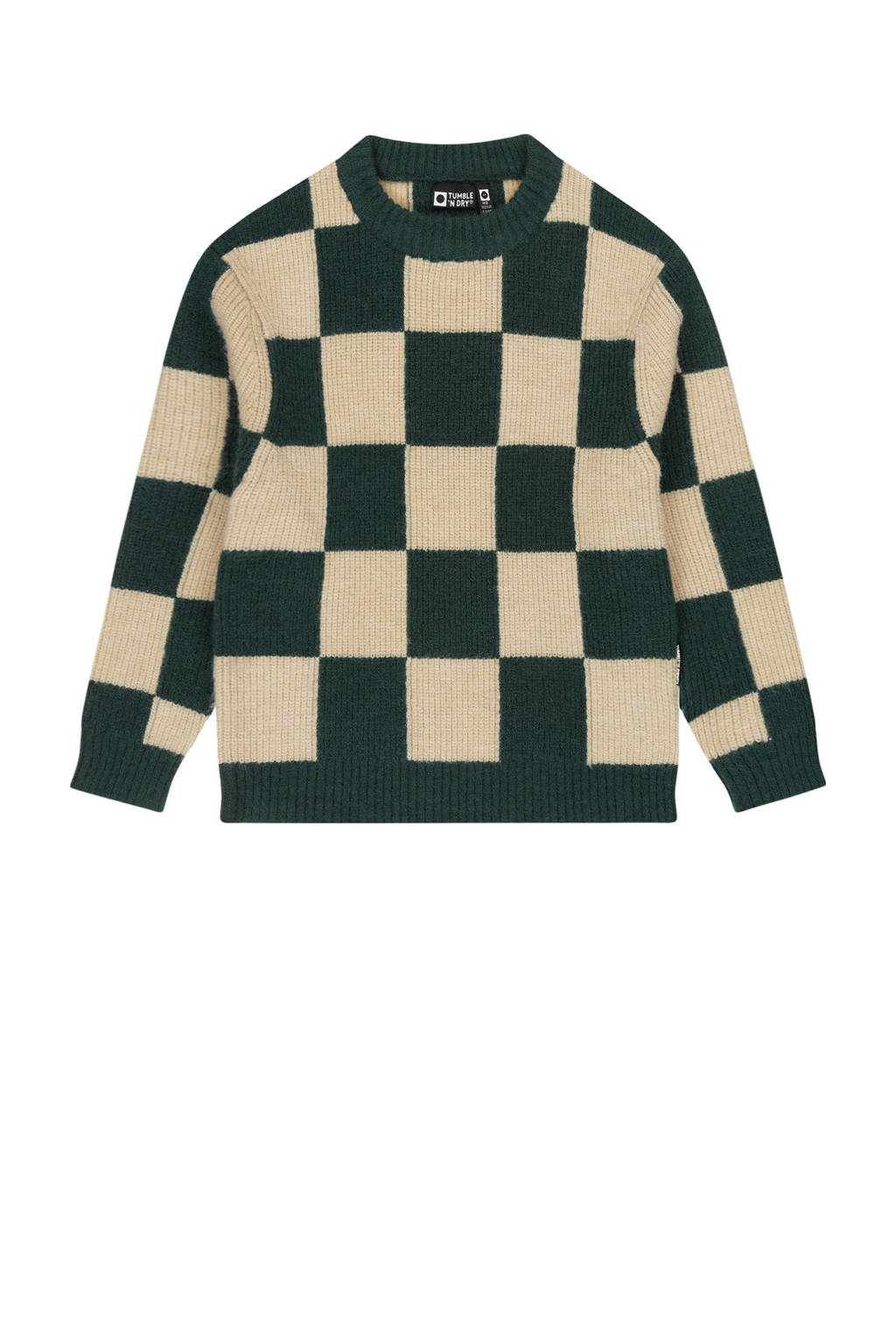 Tumble 'n Dry geruite sweater Williamsburg met wol donkergroen
