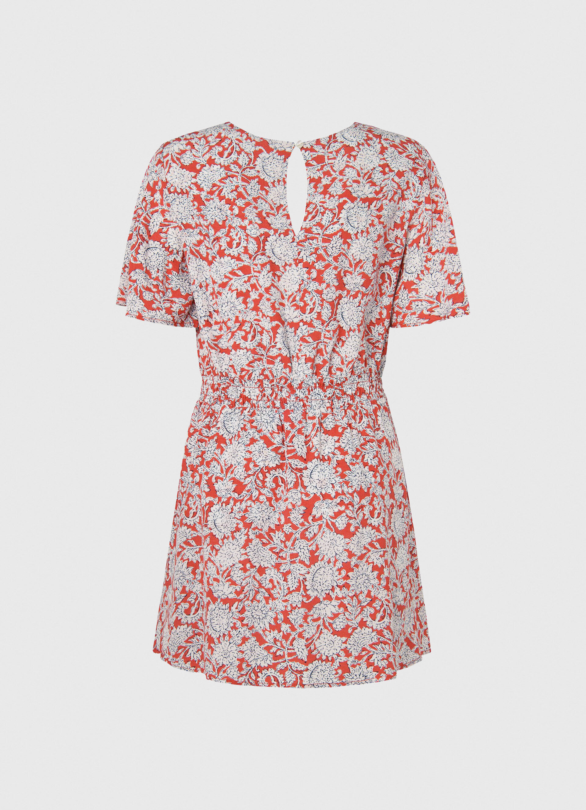 Macacão curto com estampa floral - Multicolorido