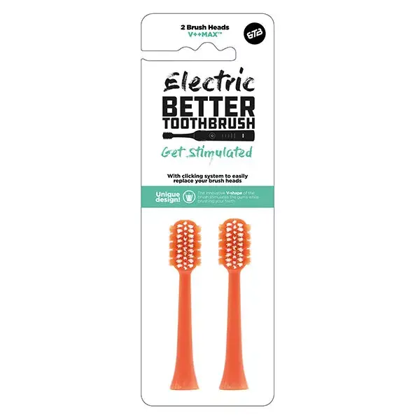 Cabeça de substituição para escova de dentes Better Toothbrush, cor coral regular, pacote com 2 unidades.