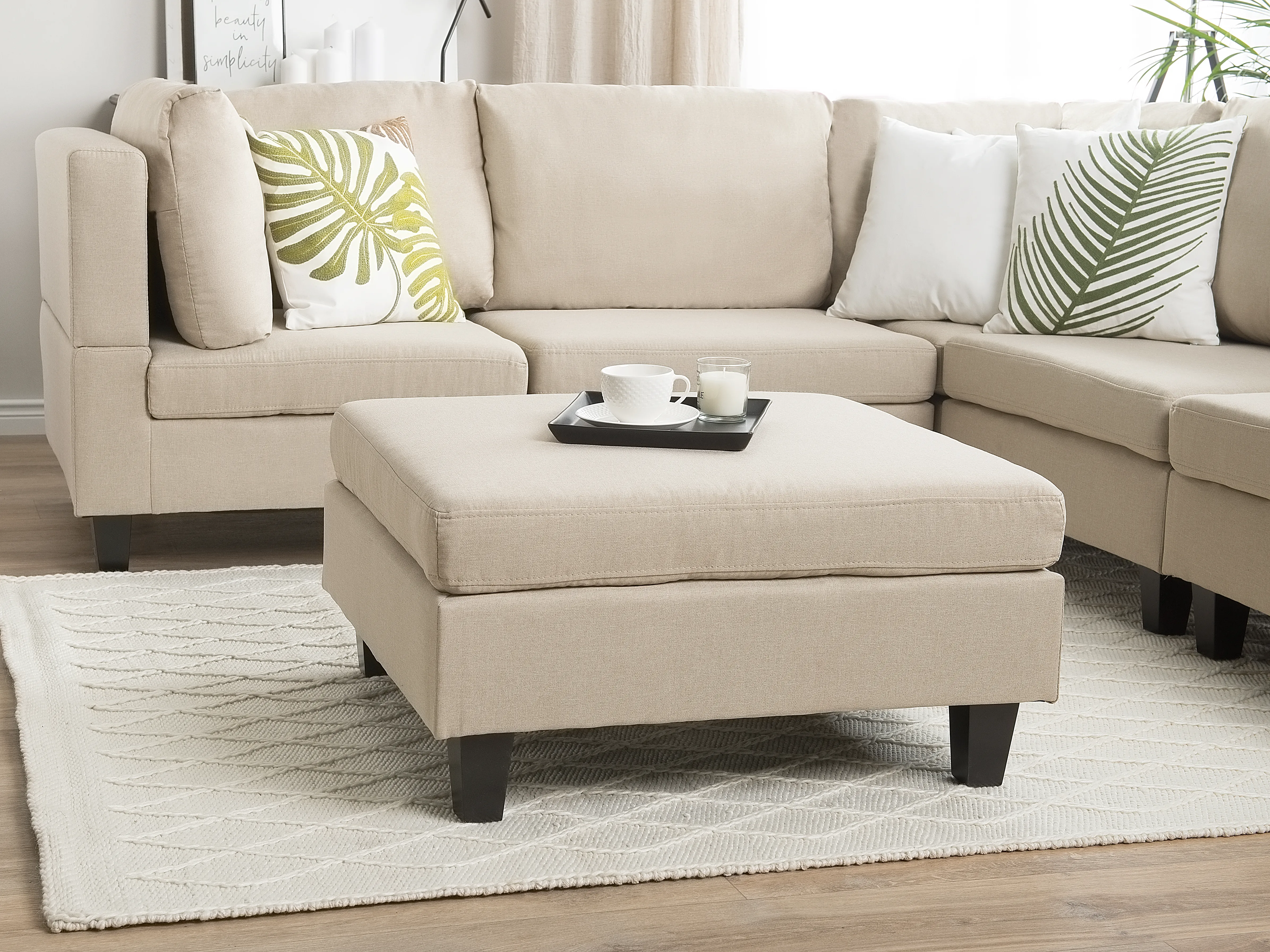 Ottomaan FEVIK Stof Beige