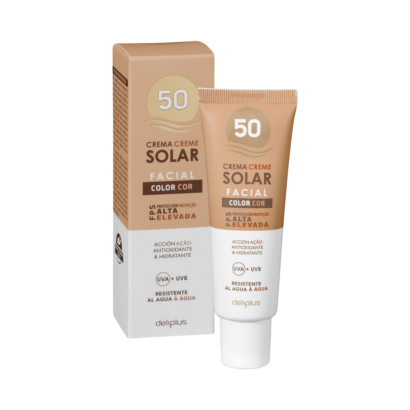 Crème solaire teintée pour le visage Deliplus SPF 50