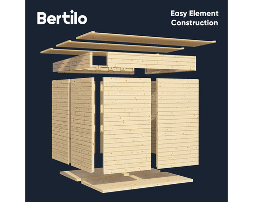 Tuinhuis Bertilo Pentus 2 inclusief vloer en lessenaarsdak, 470 x 265 cm, natuurlijke afwerking