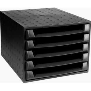 Module classement exacompta the box ecoblack 5 tiroirs 387x284x218mm coloris noir