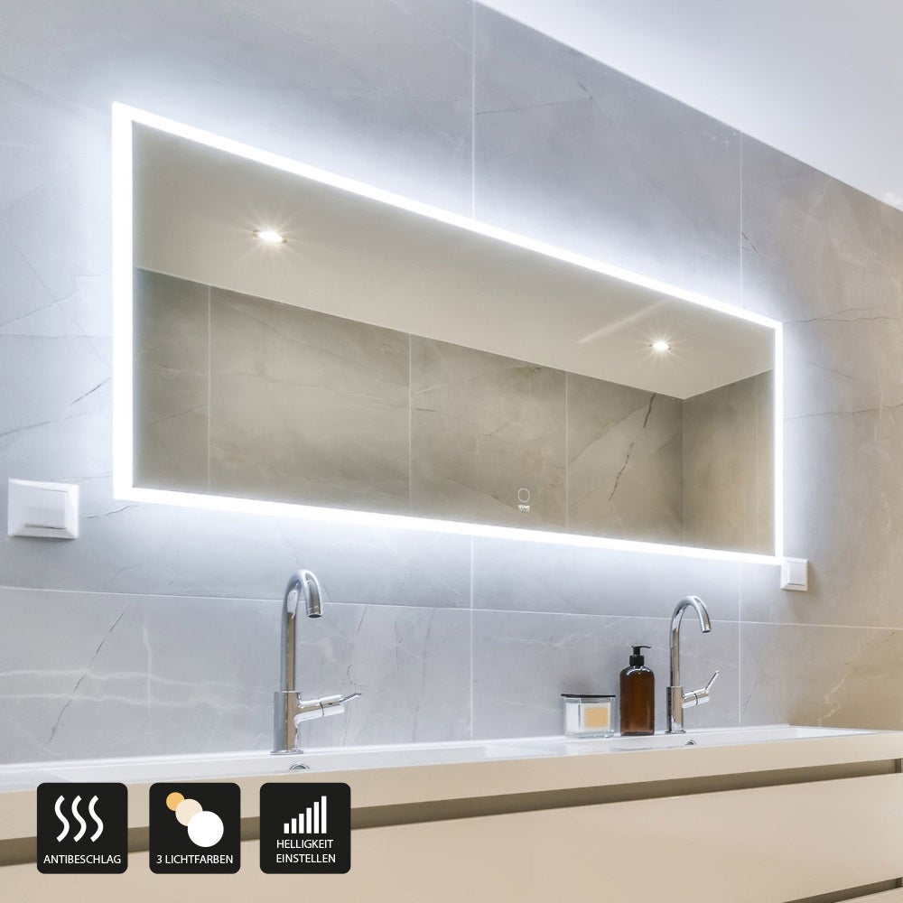 Home Deluxe - LED Spiegel NOLA - Rechthoekig 120 x 70 cm - 3 verschillende lichtkleuren, anti-condenssysteem - Totaal vermogen 38 watt | Wandspiegel, badkamerspiegel