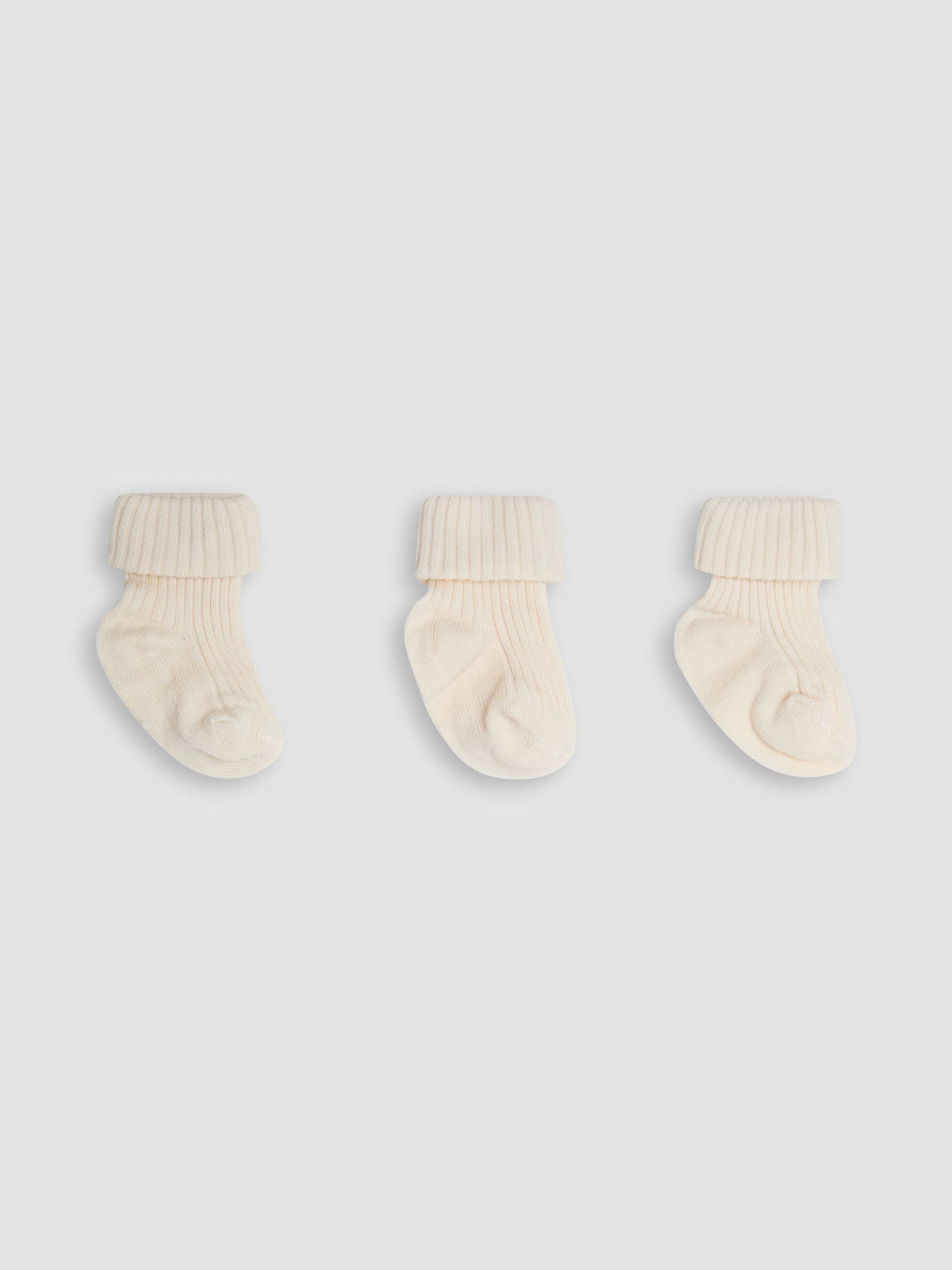 Ecru-crème - JoJo Maman Bébé Baby Geribbelde Sokken 3 Pak