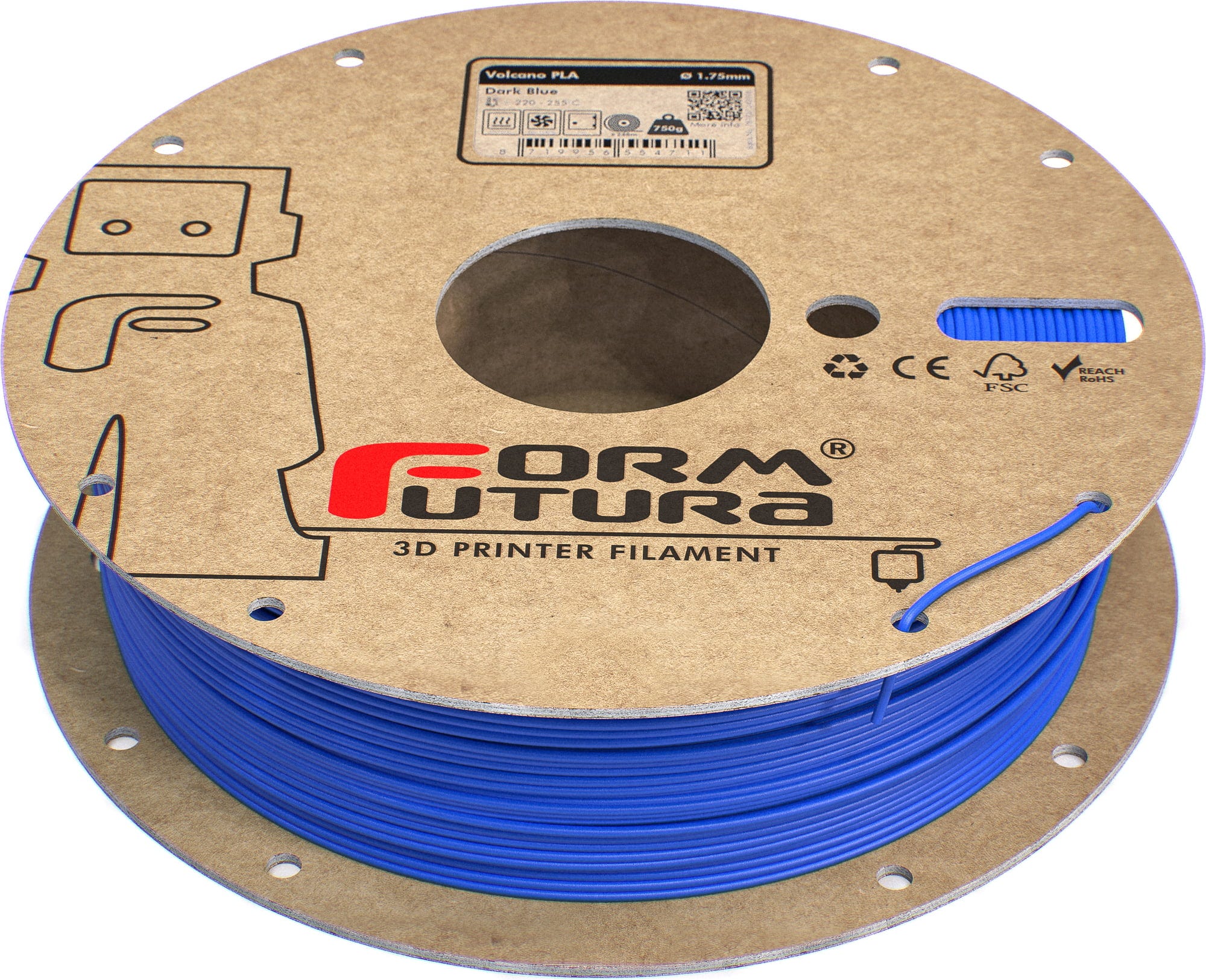 FormFutura  Volcano PLA Dark Blue, 1,75 mm / 750 g    Industrielles PLA mit hoher Hitzebeständigkeit und Robustheit