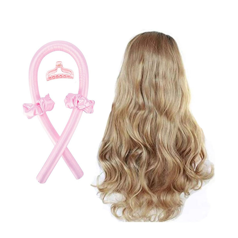 (4-tlg. Set) Locken Haarband Heatless Curler Sockenlocken Haar Styling ohne Hitze inkl. Haarspange   Haargummis - Pink