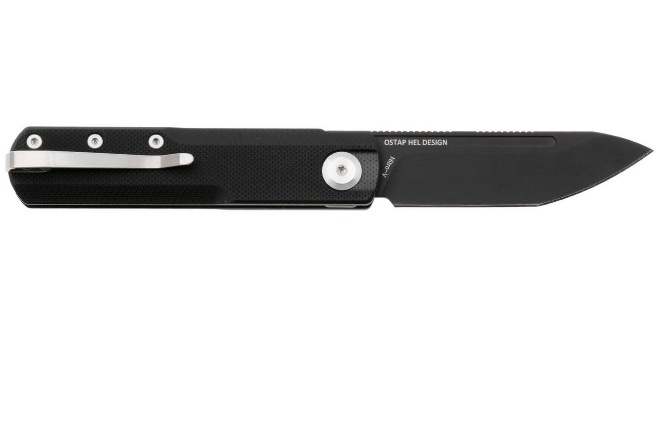 Real Steel G-Tanto EDC 7801SB PVD Nitro-V, Black G10, slipjoint zakmes, Ostap Hel design