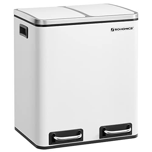 Elegant dobbeltrom hvit kjøkkensøppelbøtte 30L
