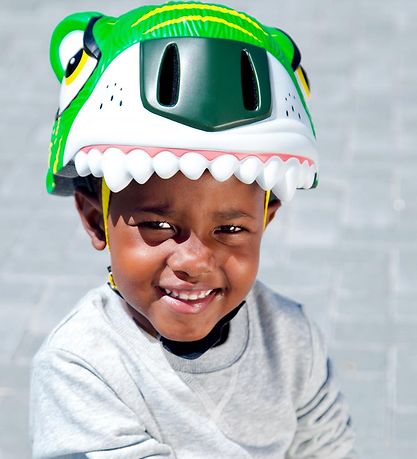 Crazy Safety Fahrradhelm m. Light - Tiger - Grün