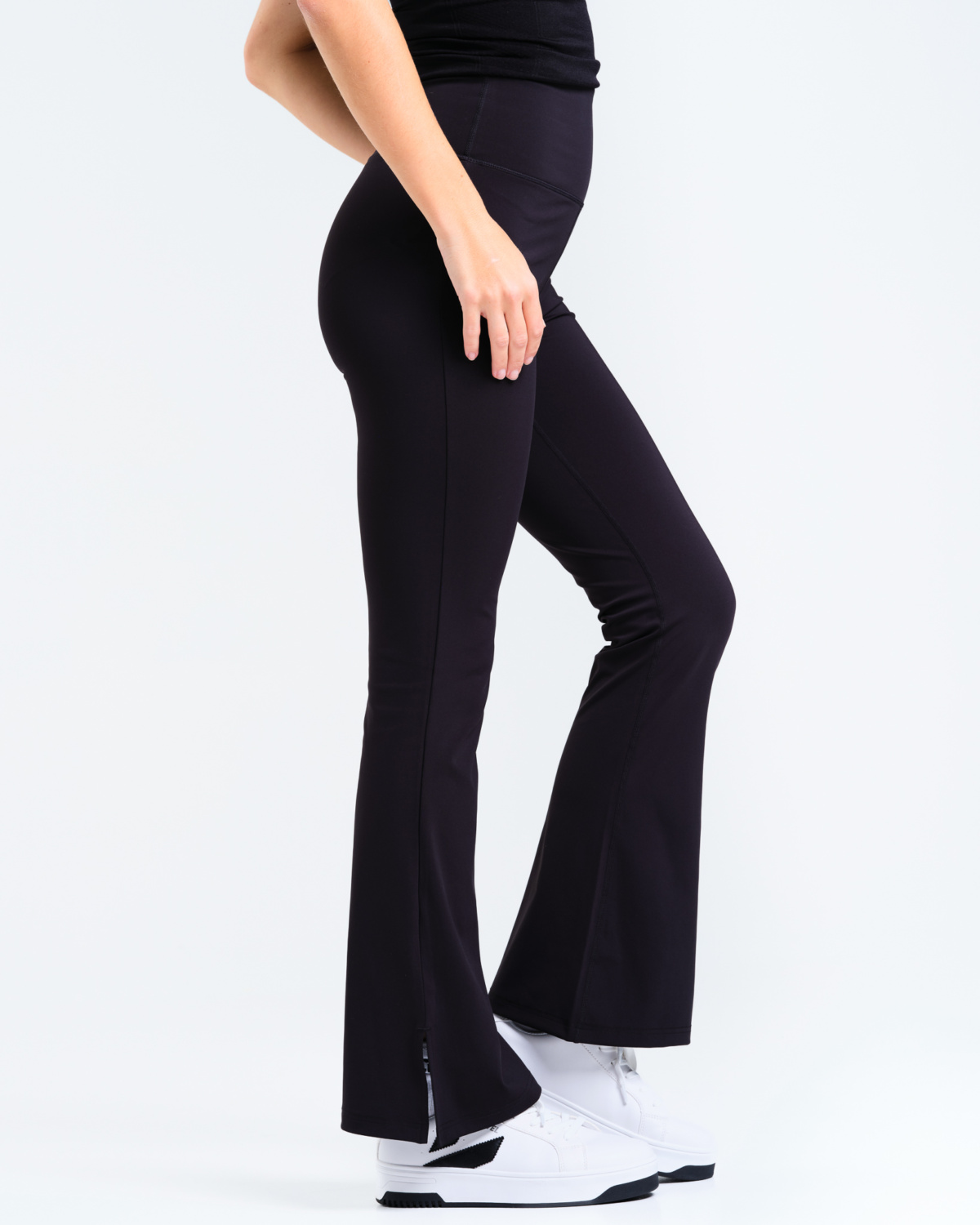 LEVITY Lotus Slit Flare Pants Black Beauty