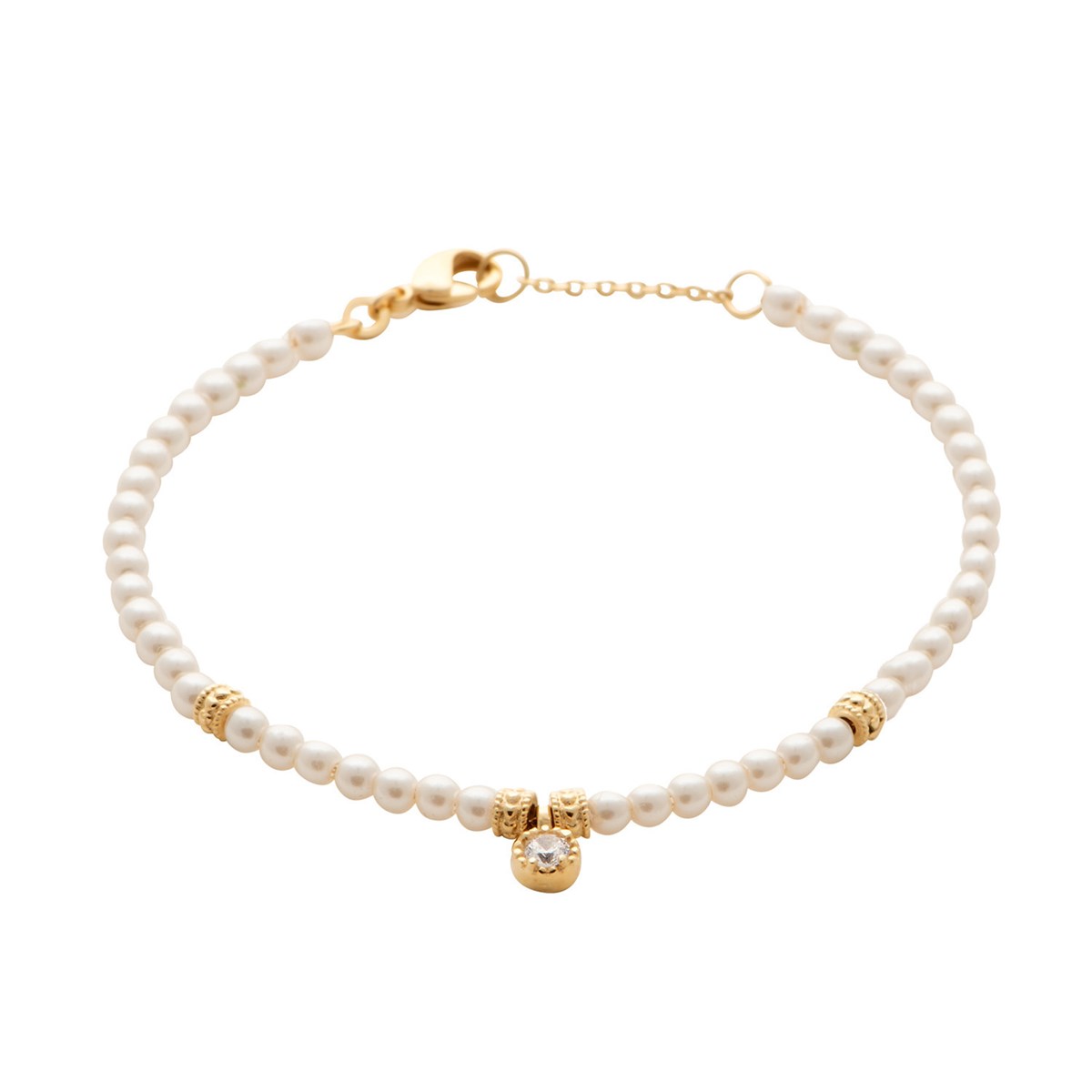 Bracelet Brillaxis plaqué or perles synthétiques etoxyde
