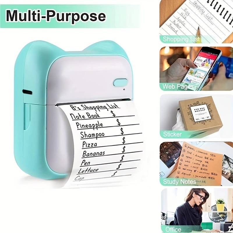 Mini Foto Thermodrucker Mobiler Bluetooth Printer Taschendrucker inkl. Thermopapier (iOS/Android) - Rosa