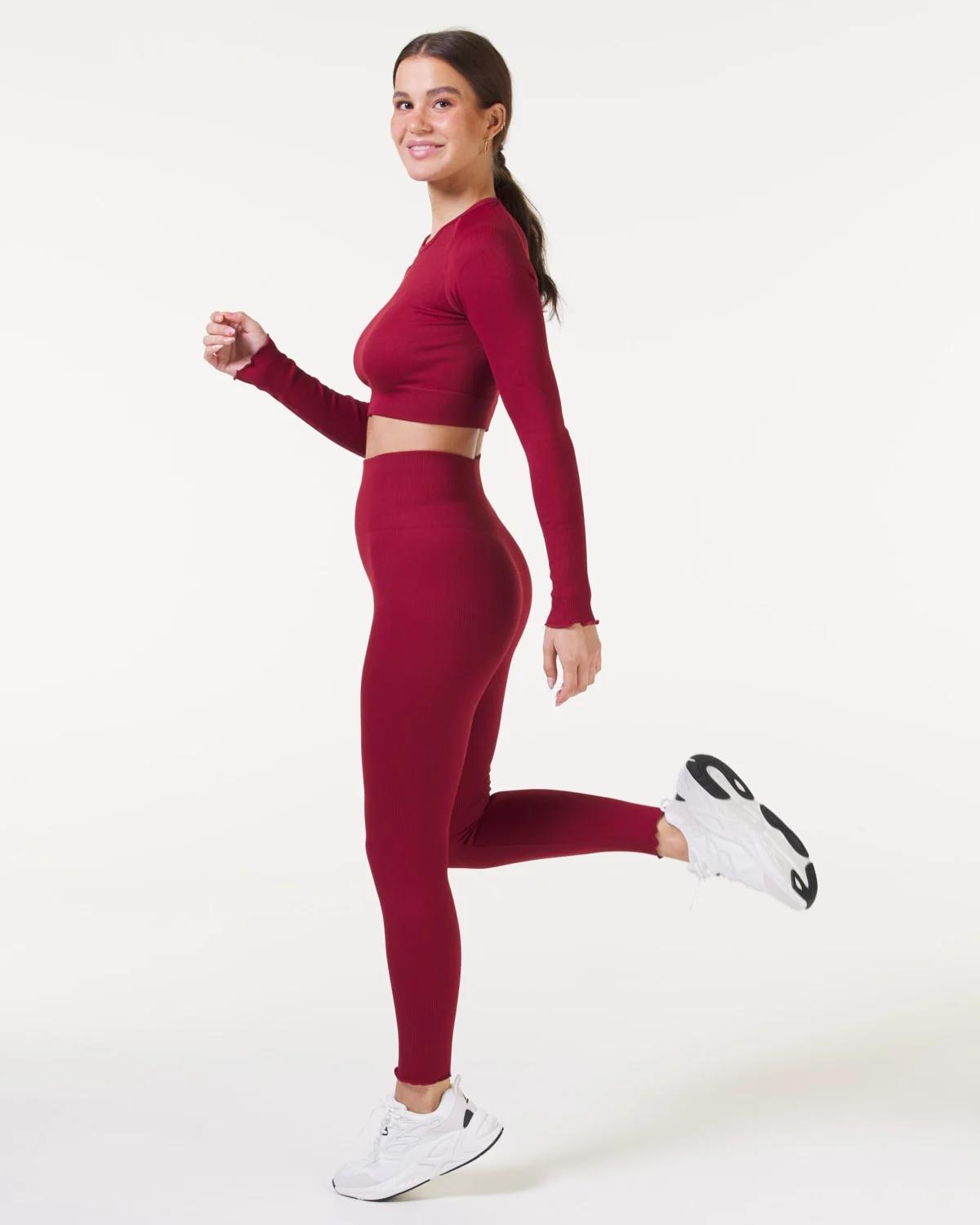 Bumpro Perfect Rib Frill Tights Wine