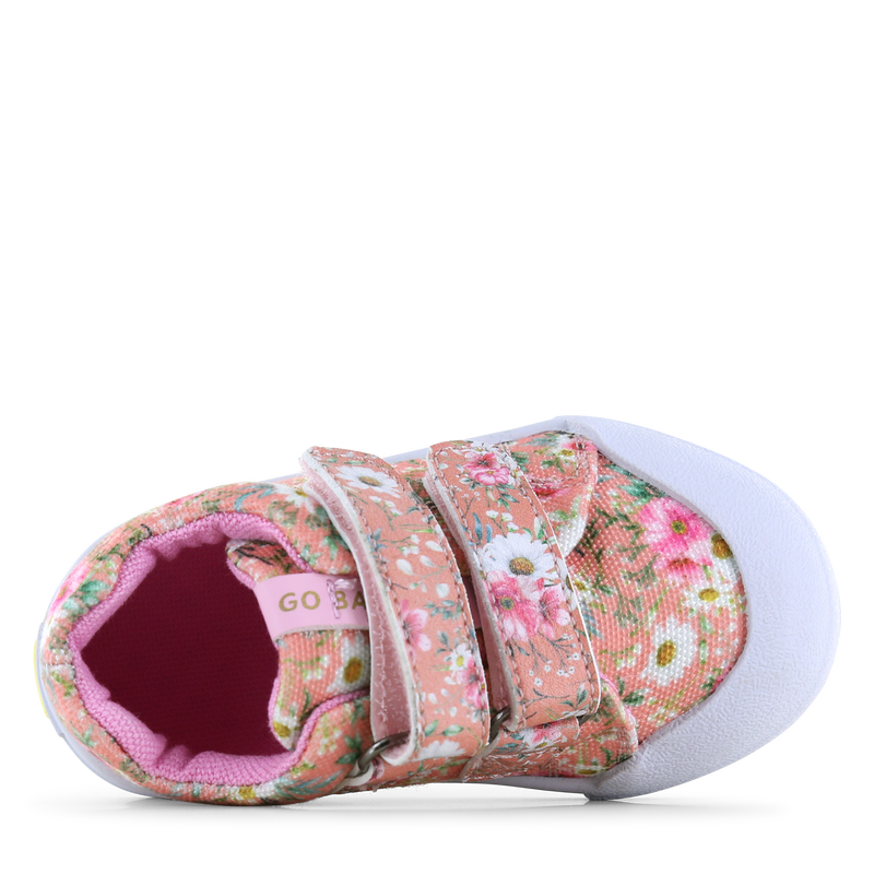 Go Banana‘s sneaker klittenband - Peach Flowers Canvas | Meisjes schoenen