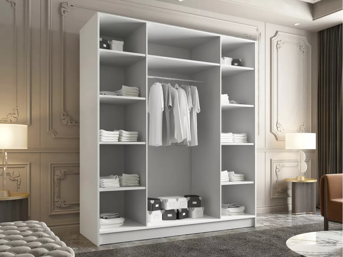 Armoire Closico 191, Cachemire|Noir, 215x200x58cm, Portes d'armoire: Avec des charnières