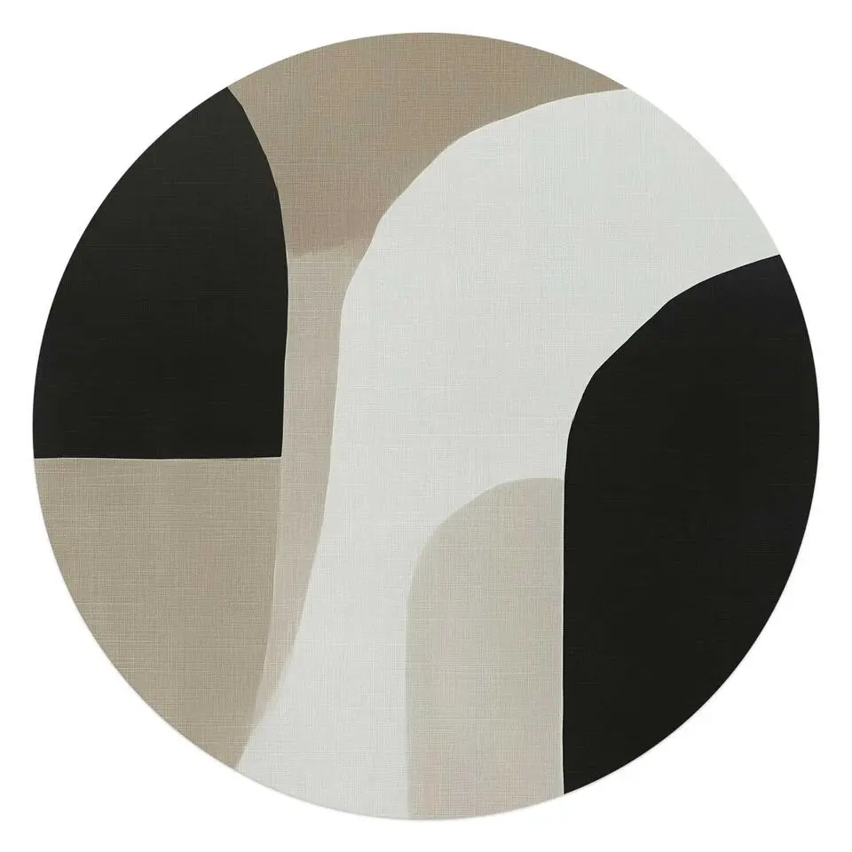 Glasschilderij Abstracte sfeer II - Ø 70cm - Beige