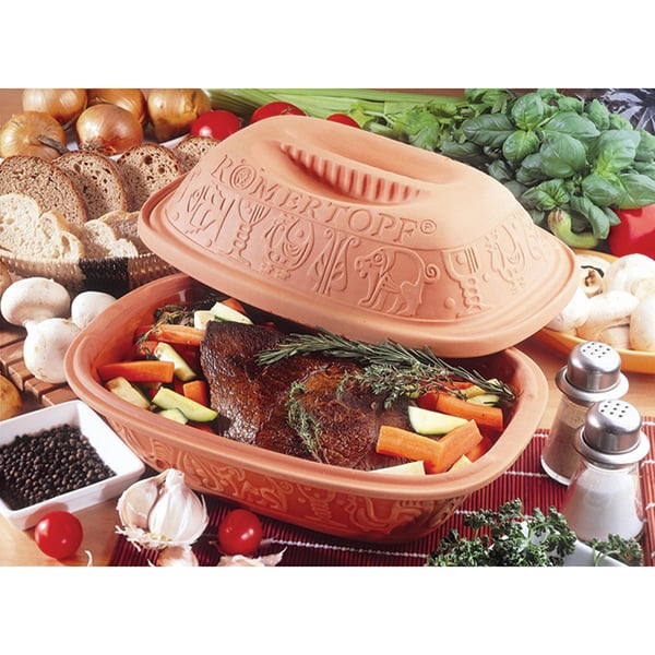 Set cocotte en terre cuite 34,5 cm Römertopf et livre recettes Römerto
