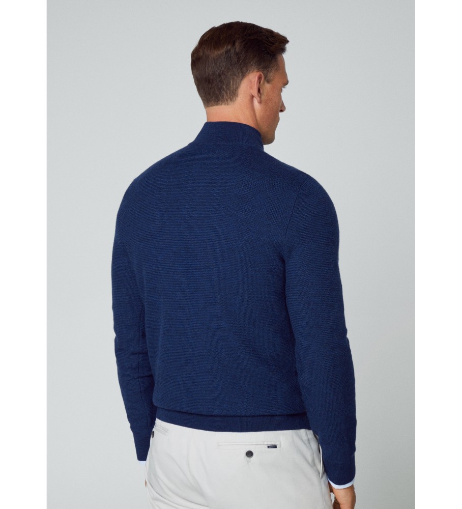 Hackett Navy Micro Weave Jersey