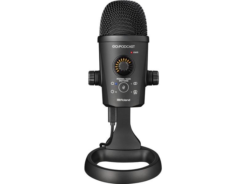 Roland Kondensatormikrofon GO:PODCAST Integrierte mobile Livestreaming-Lösung mit einer intuitiven Video-App und USB-Mikrofon