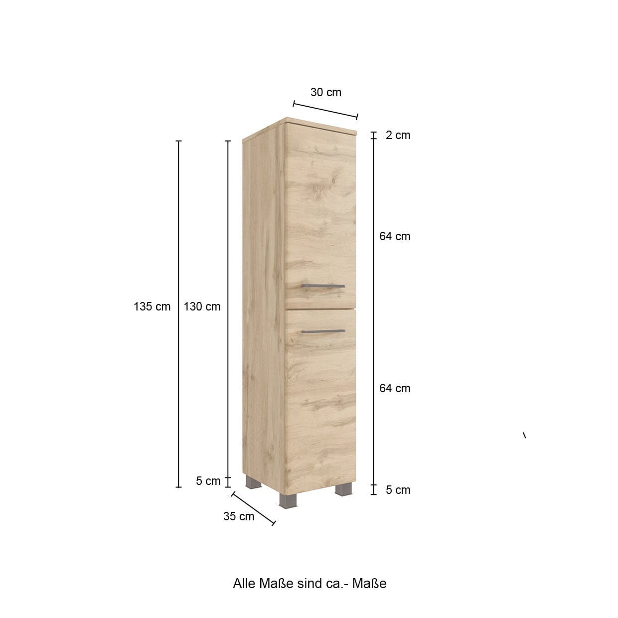 Midischrank Limburg braun B/H/T 30x130x35 cm