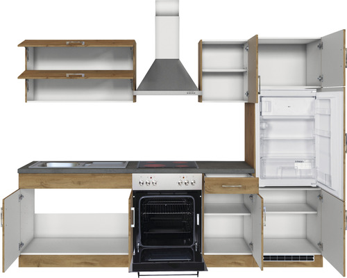 Held Furniture keukenblok met apparatuur Sorrento 270 cm eiken mat gedemonteerd omkeerbaar model 1005.6281