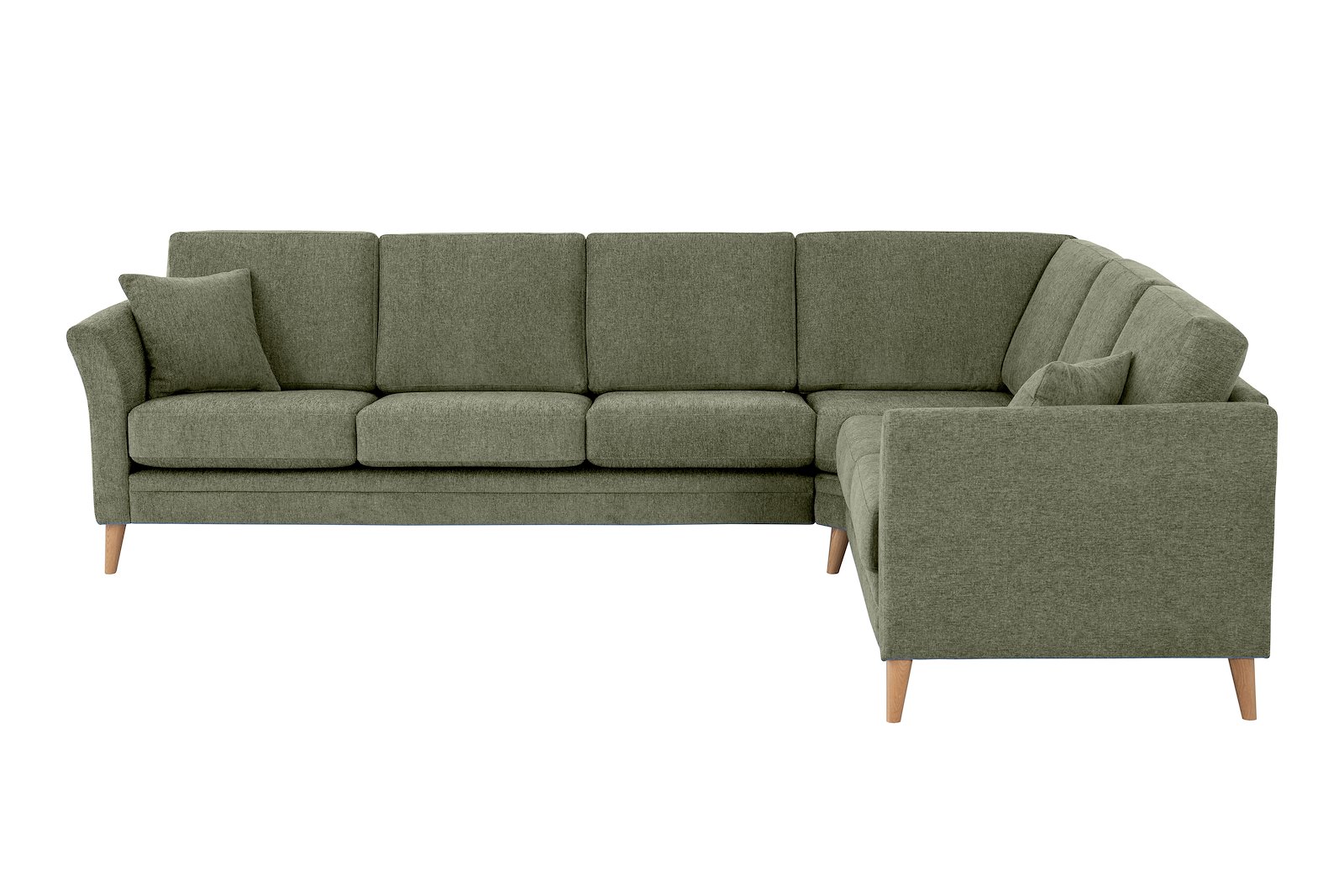 Eden hjørnesofa 32 hjørne i tekstil Thor 17 Green med ben i eik natur (15137).