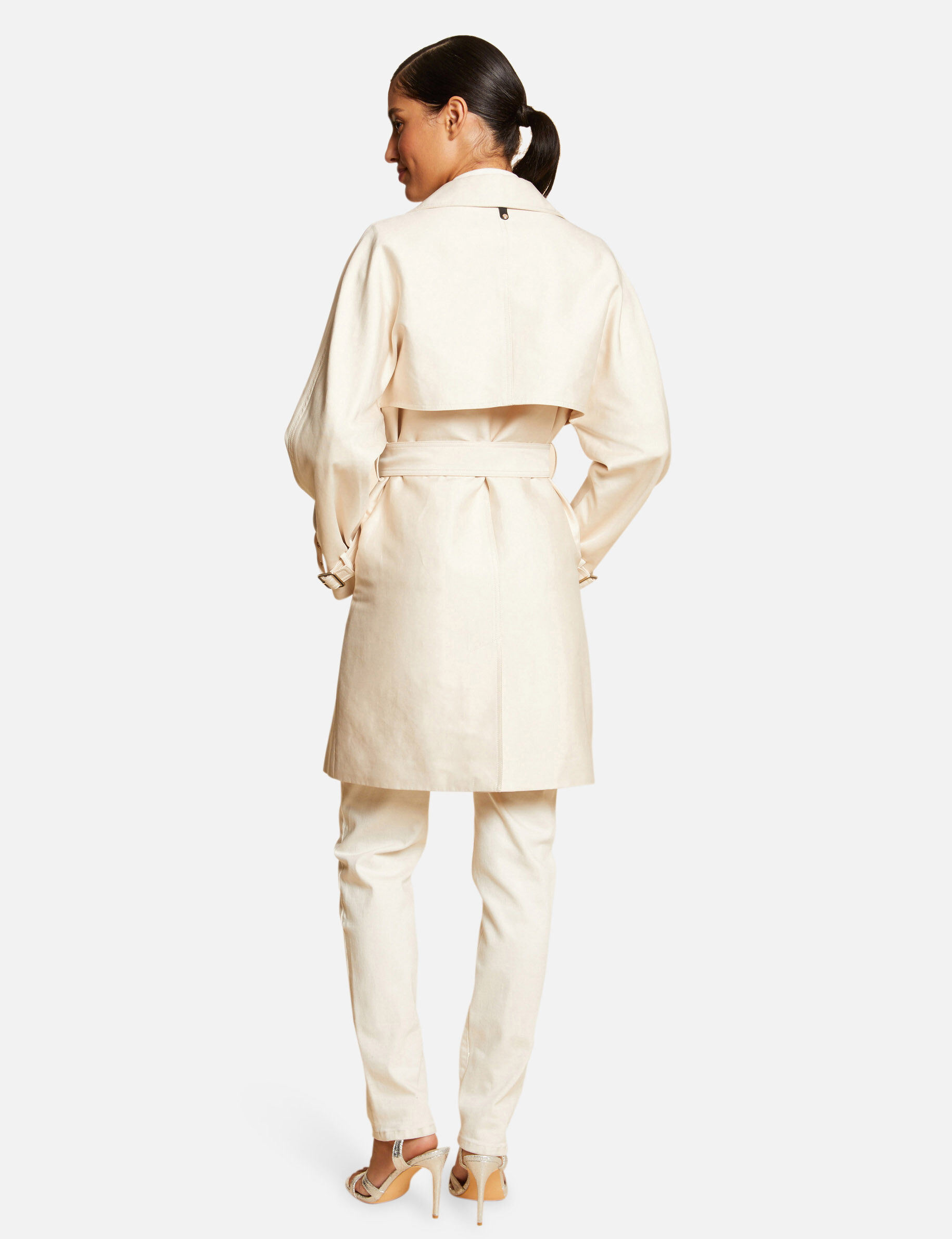 Trench droit ceinturé ecru moyen femme - ecru_moyen