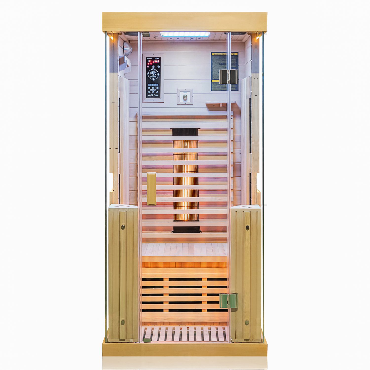 Dewello® Infrarotkabine Infrarotsauna KINGSTON 90cm x 90cm inkl. 3 Vollspektrumstrahler, 4 Karbonstrahler, Farblicht,LED