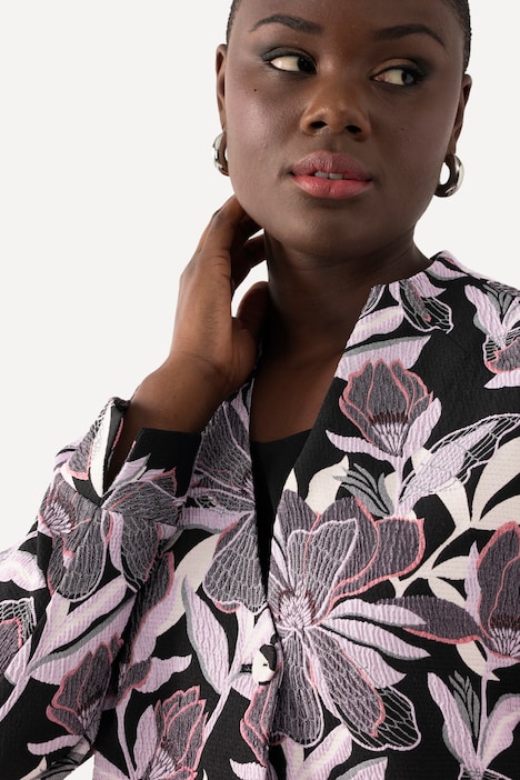 Jacquard-Jacke, Blüten, Kelchkragen