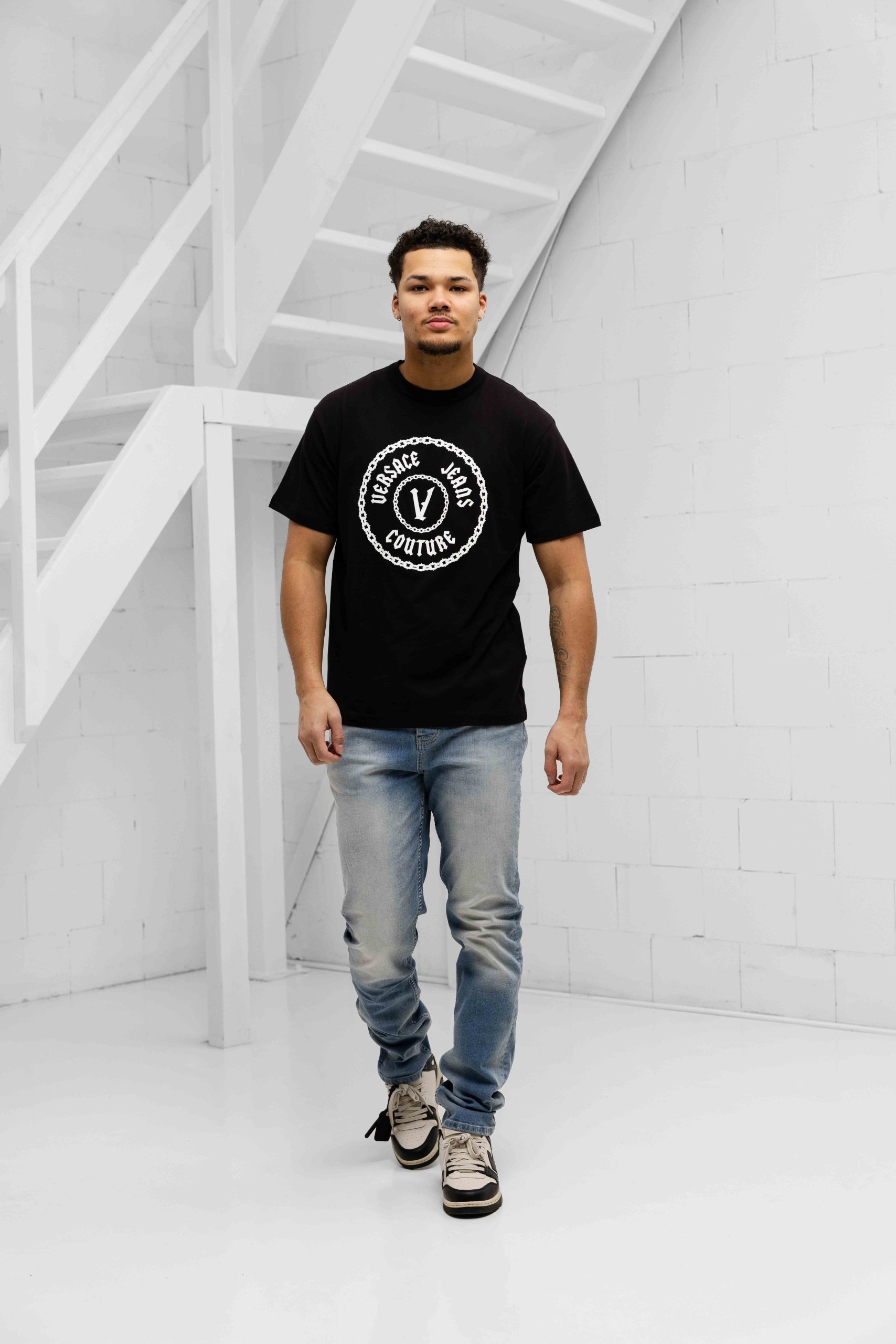 Versace Jeans Couture Chain T-Shirt Heren Zwart/Wit