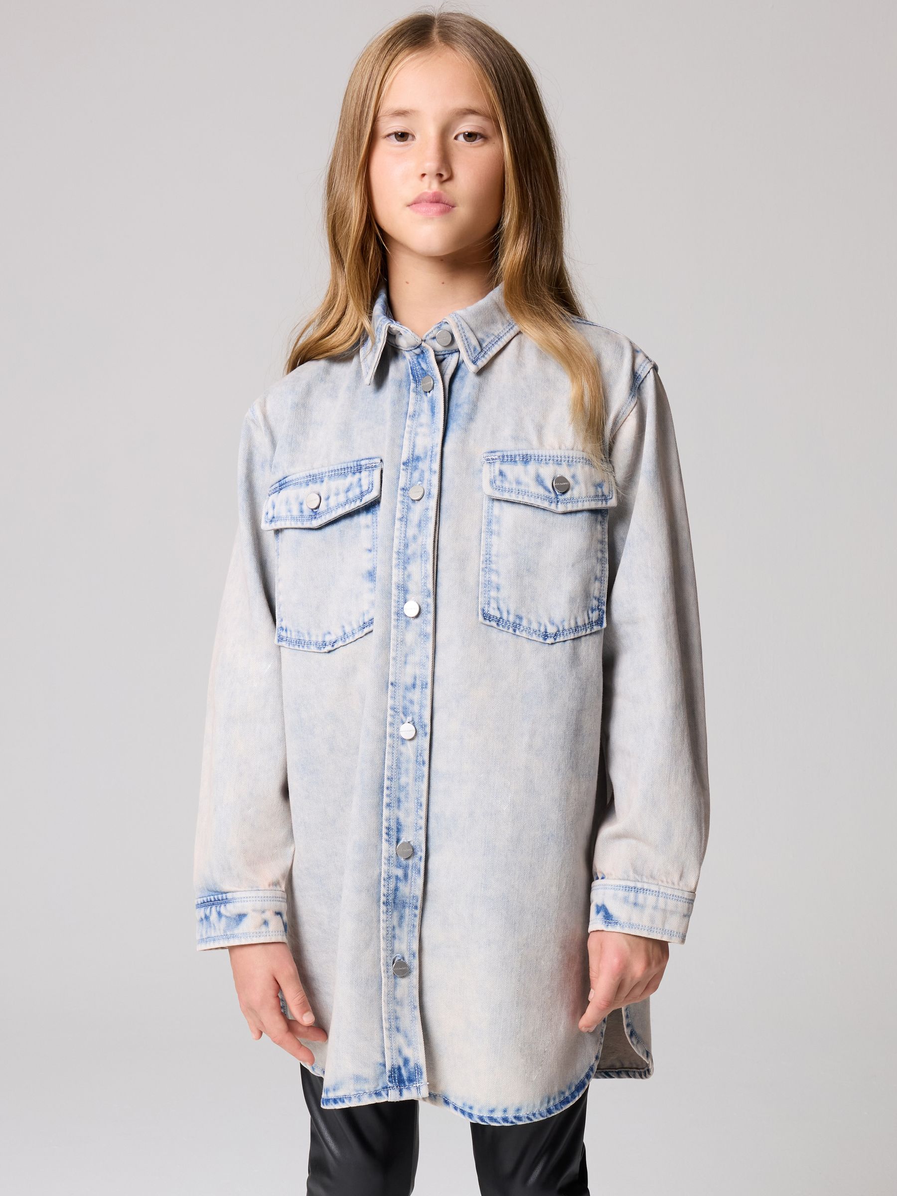 Blauwe denim - smALLSAINTS Lily Oversized Girls 100% Cotton Denim Shacket