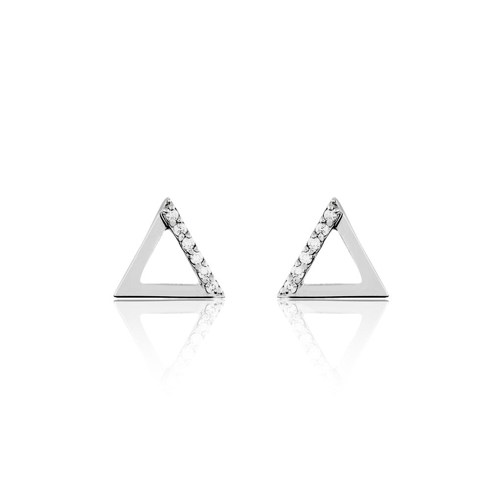 Boucles D'oreilles Puces Lorena Argent Blanc Oxyde De Zirconium