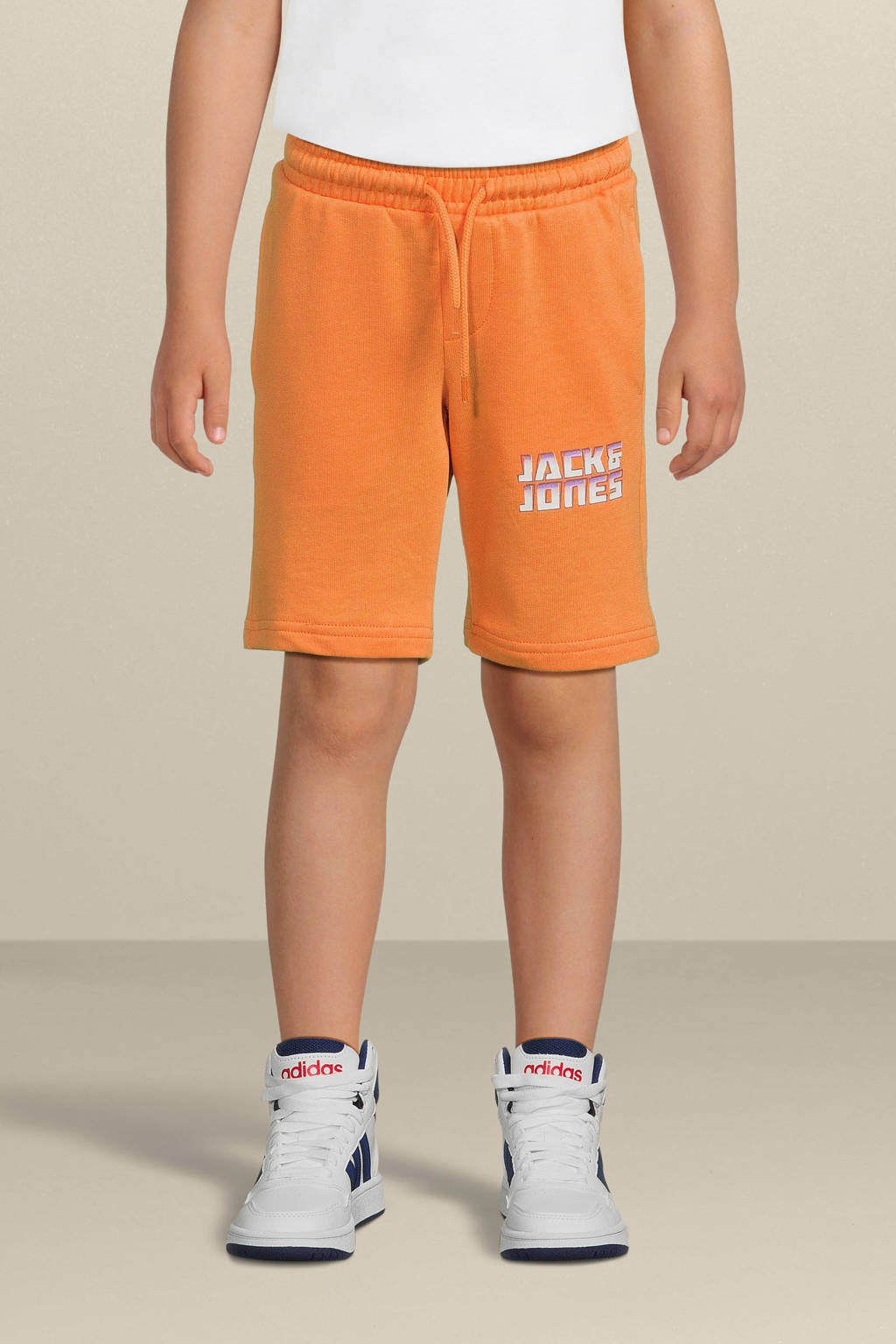 JACK & JONES sweatshort JPSTKAPPER met logo lichtoranje