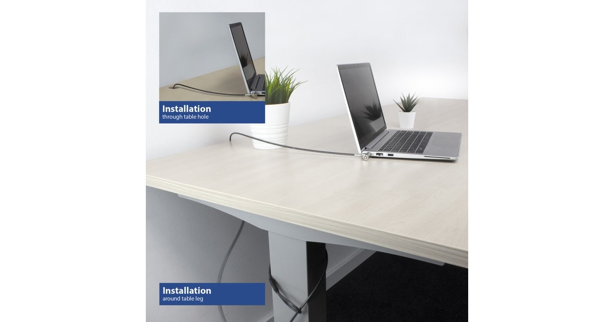 ACT ConnectivityNano laptopslot met sleutels diefstalbeveiliging  (Grijs, 2 meter)