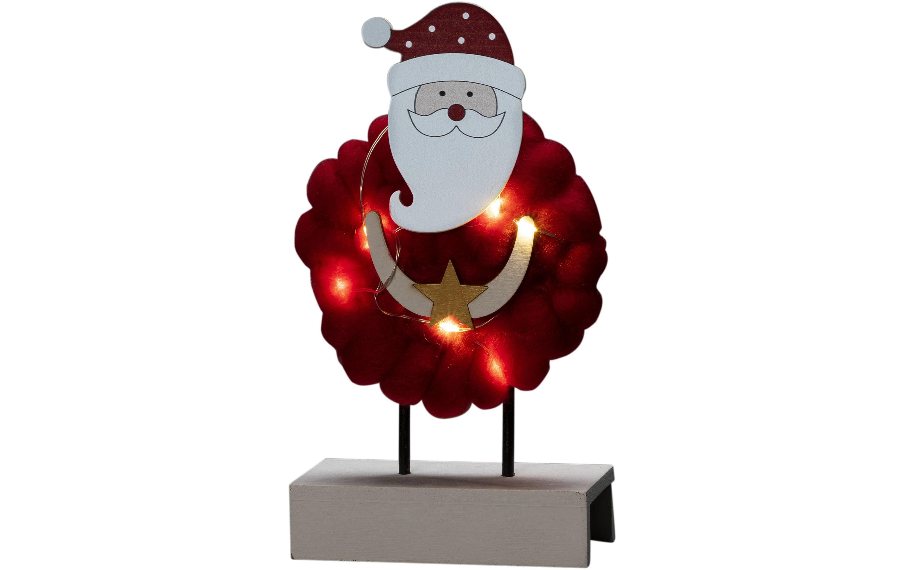LED-Figur Santa, Holz & Baumwolle, 6 LEDTischdekoration