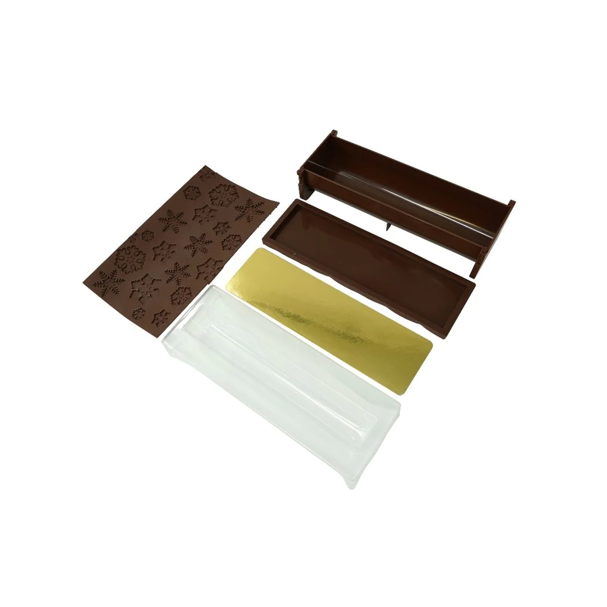 Moule à bûche de Noël avec insert et plaque motif flocon de neige Noël