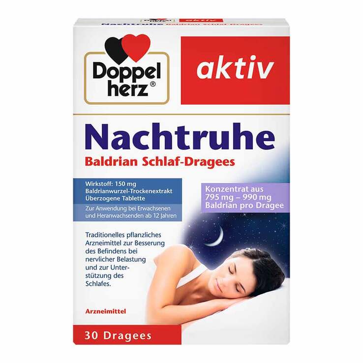 Doppelherz Nachtruhe Baldrian Schlaf-Dragees, 30 St