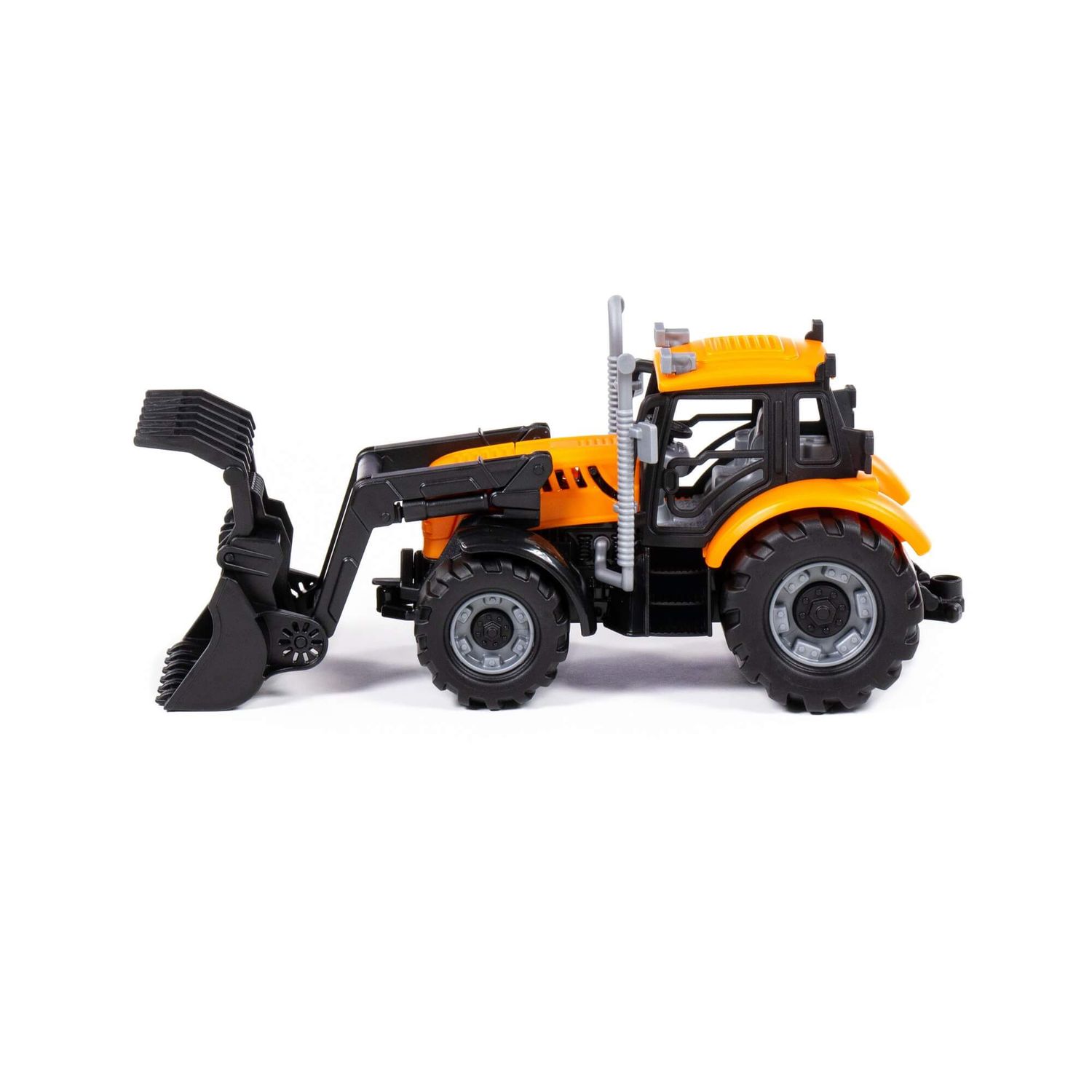 Polesie Spielzeug Traktor 91758, Schließschaufel, Radlader, Schwungantrieb orange