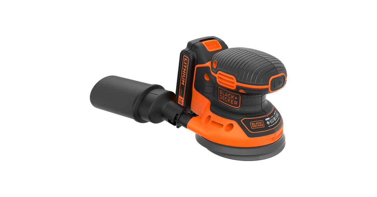 BLACK+DECKERBDCROS18 18V accu excentrische schuurmachine  (Zwart/oranje, Opbergtas, oplader en accu inbegrepen)