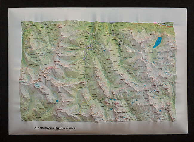 CARTE EN RELIEF AIGUILLES D ARVES GALIBIER THABOR