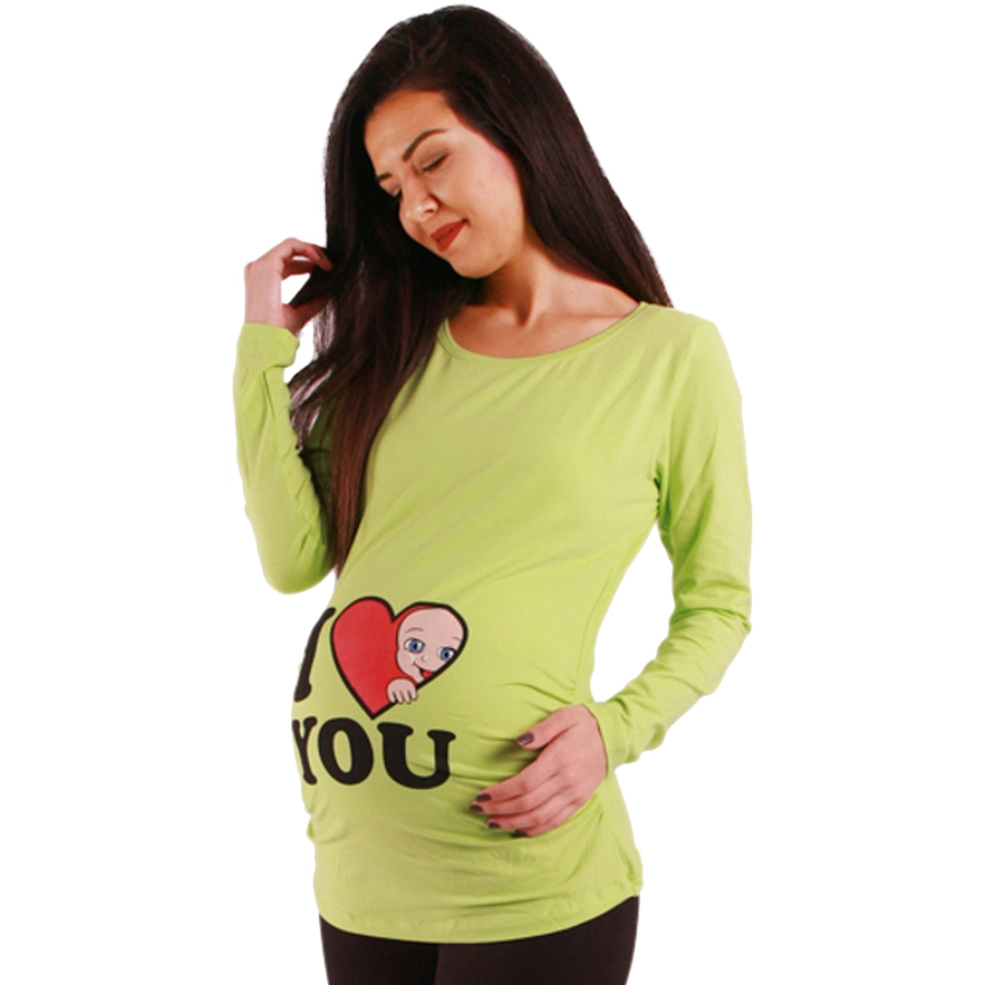 M.M.C. Umstandslangarmshirt I Love You mit Motiv Hellgrün