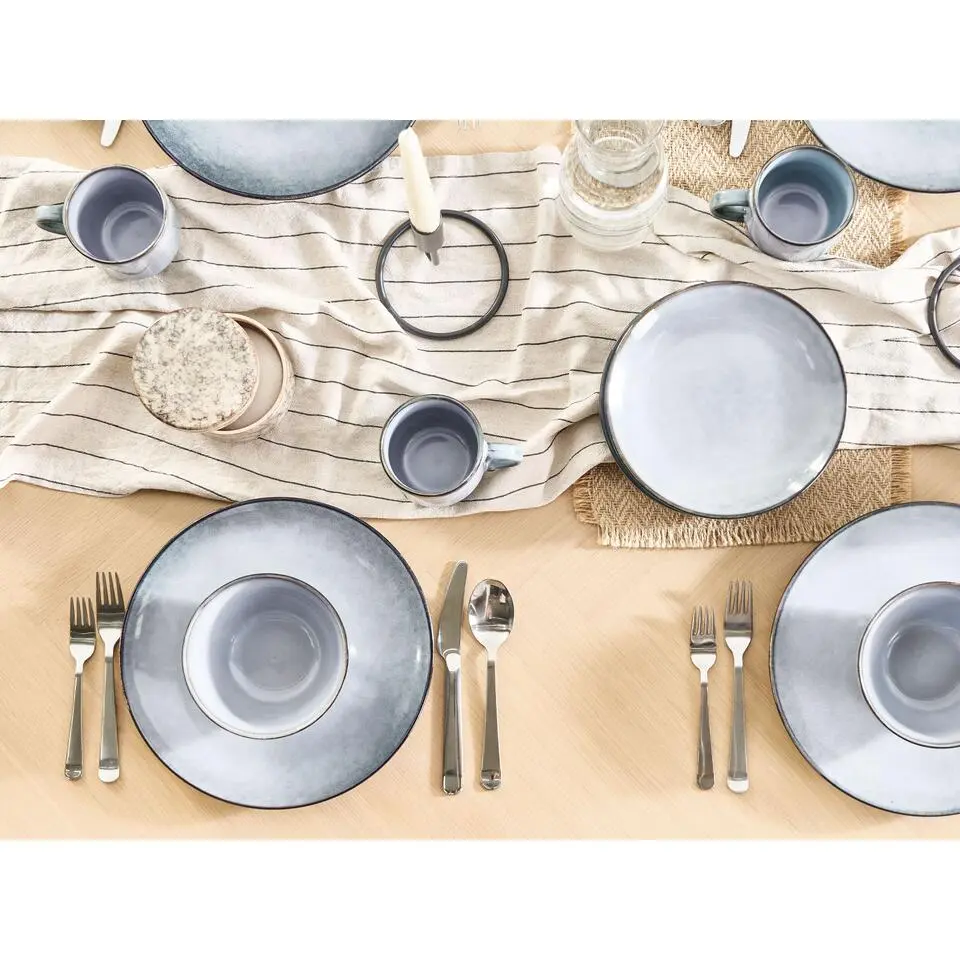 JUNIPER - Dinerborden set van 4 - Lichtblauw - Steengoed