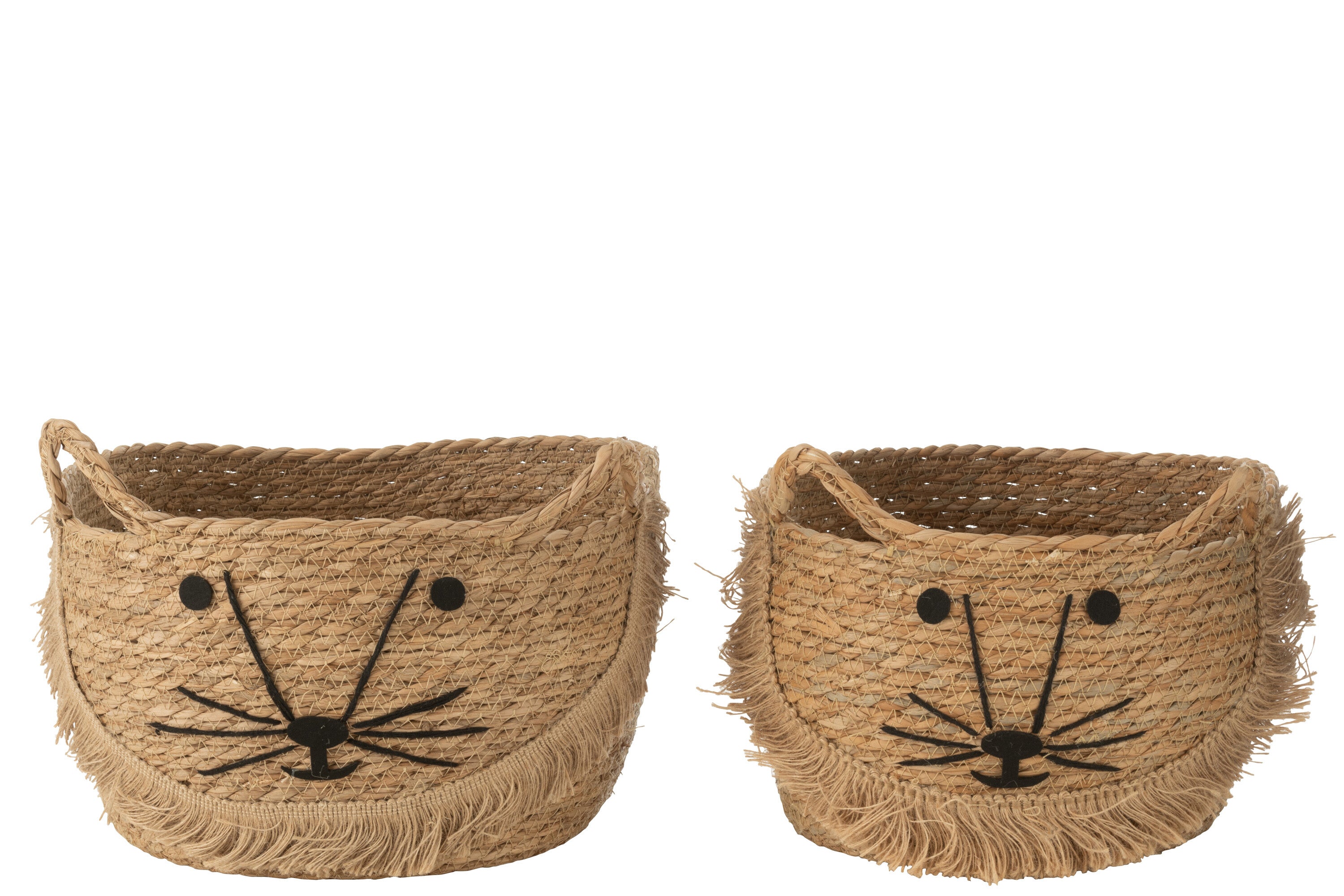 J-Line Set Van 2 Manden Kitty Riet Naturel|Zwart